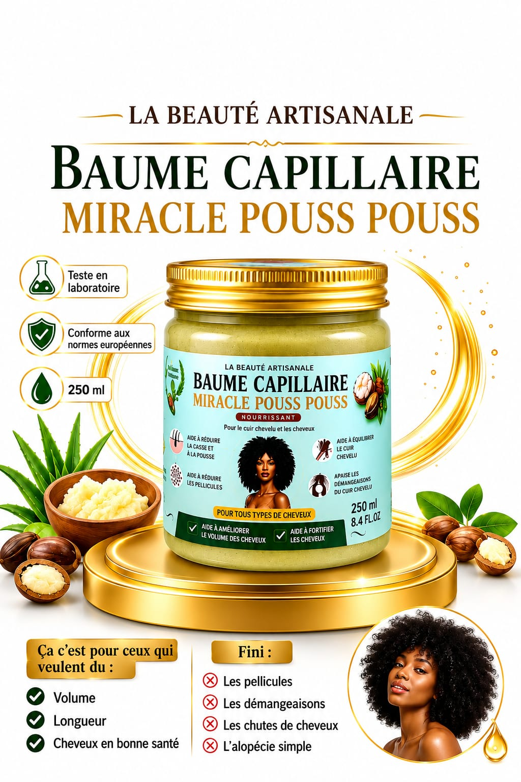 Baume Capillaire Miracle Pouss Pouss : Notre Pépite 100% Naturelle pour des Cheveux Longs et Volumineux - Maison Crepue