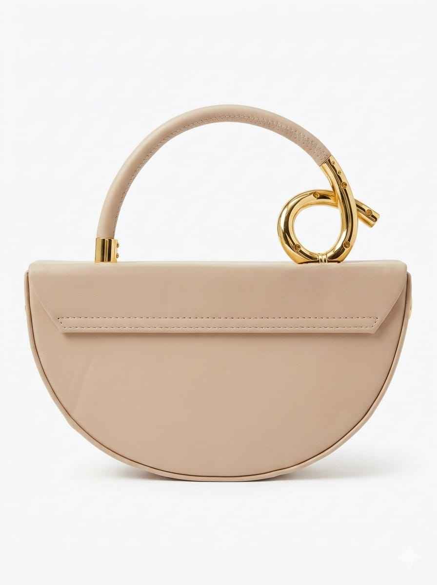 Sac Demi-Lune Beige — Anses Dorées
