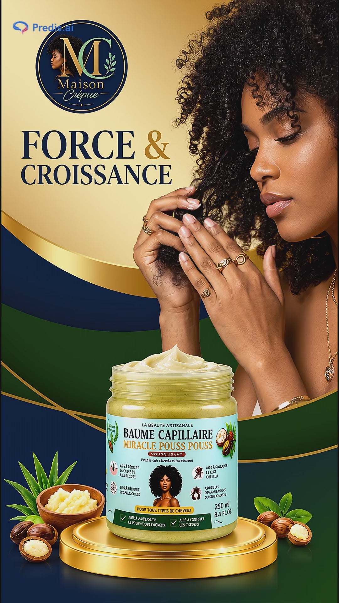 Baume capillaire pousse rapide cheveux crépus