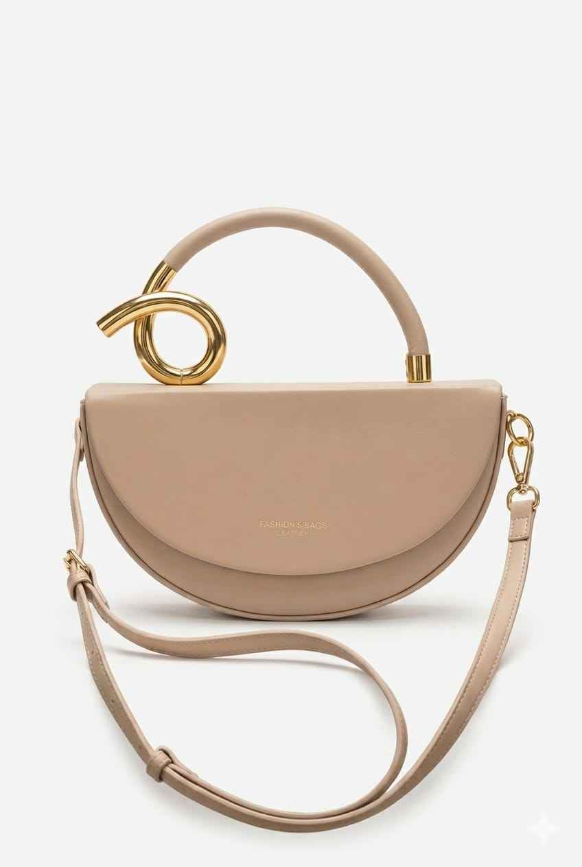 Sac Demi-Lune Beige — Anses Dorées
